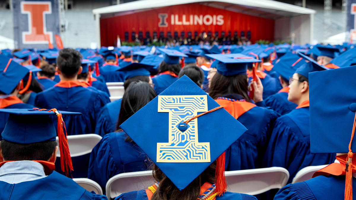 Students in graduation gowns