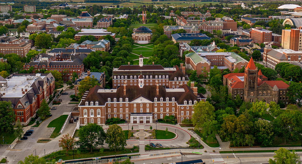 A beautiful view of the University of Illinois campus